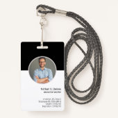 Badge ID noir | ID photo de l'employé Sécurité de la soc (Devant avec lanière)