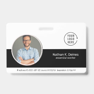 Badge ID noir   Société de sécurité de carte d'identité 