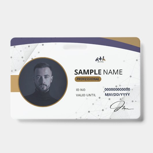Badge ID Or Navy Doré Professionnel - 01 (Avant)