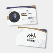 Badge ID Or Navy Doré Professionnel - 01 (Avant & arrière)