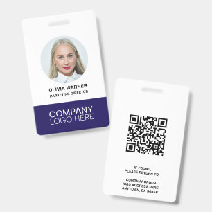 Badge ID personnalisé Photo de l'employé QR CODE LOGO BL
