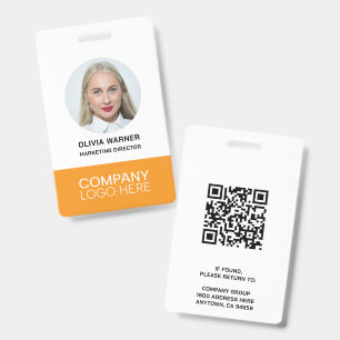 Badge ID personnalisé Photo de l'employé QR CODE LOGO OR