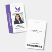 Badge ID personnalisé violet pour employé (Avant & arrière)