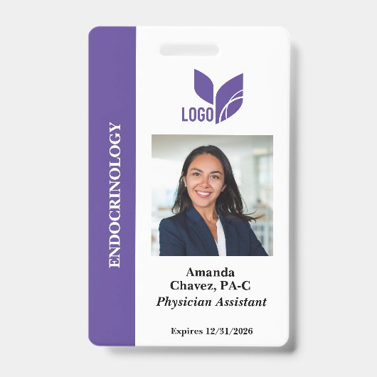 Badge ID personnalisé violet pour employé (Avant)