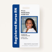 Badge ID photo bleu de l'employé Médicale (Devant)