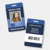 Badge ID photo bleu de l'employé Médicale personnalisé (Front & Back)