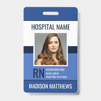 Badge ID photo bleu de l'employé Médicale personnalisé