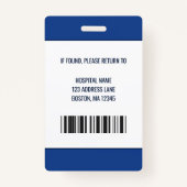 Badge ID photo bleu de l'employé Médicale personnalisé (Dos)