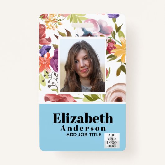 Badge ID PHOTO - Carte VIP employé - Fleurs filles (Devant)