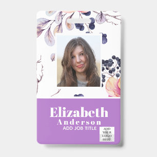 Badge ID PHOTO - Carte VIP employé - Fleurs filles