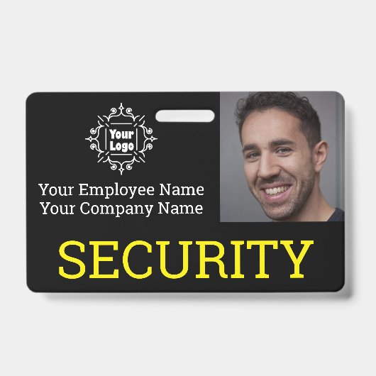 Badge ID photo de la Garde de sécurité noire professionn (Avant)