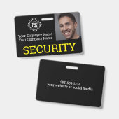 Badge ID photo de la Garde de sécurité noire professionn (Avant & arrière)