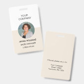 Badge ID photo de l'employé (Avant & arrière)