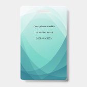 Badge ID photo de l'employé Abstrait turquoise (Arrière)