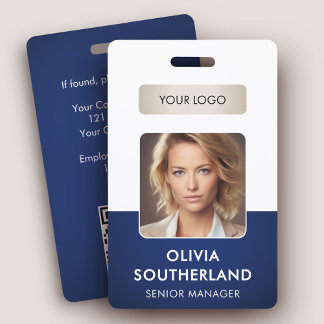 Badge ID photo de l'employé avec code QR et logo d'entre