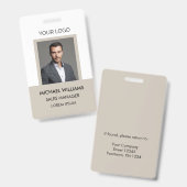 Badge ID photo de l'employé Beige blanc (Front & Back)