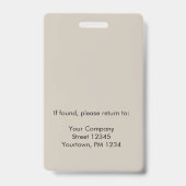 Badge ID photo de l'employé Beige blanc (Back)