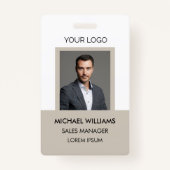 Badge ID photo de l'employé Beige blanc (Devant)