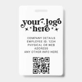 Badge ID photo de l'employé blanc avec logo professionne (Back)