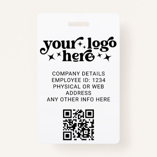 Badge ID photo de l'employé blanc avec logo professionne (Dos)
