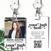 Badge ID photo de l'employé blanc avec logo professionne