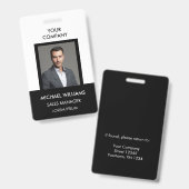 Badge ID photo de l'employé Blanc noir Ausweis (Front & Back)