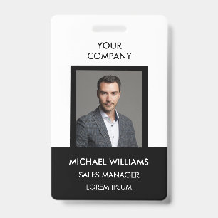 Badge ID photo de l'employé Blanc noir Ausweis