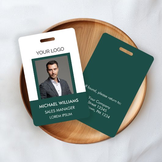 Badge ID photo de l'employé blanc vert
