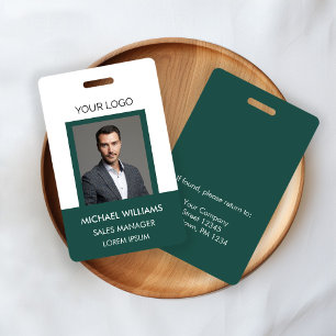 Badge ID photo de l'employé blanc vert