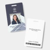 Badge ID photo de l'employé bleu moderne (Avant & arrière)