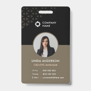 Badge ID photo de l'employé Brown noir Motif Abstrait