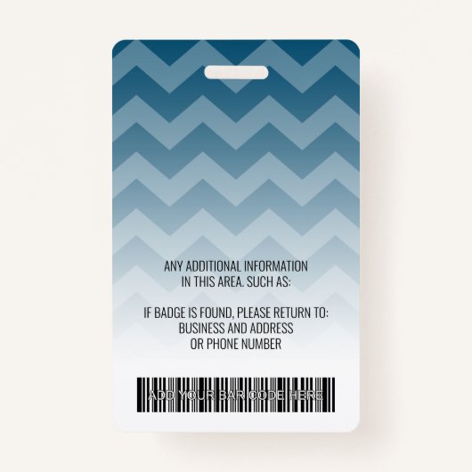 Badge ID photo de l'employé - chevron moderne, code barr (Dos)