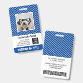 Badge ID photo de l'employé - chevron moderne, logo, cod (Avant & arrière)