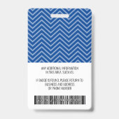 Badge ID photo de l'employé - chevron moderne, logo, cod (Arrière)