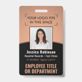 Badge ID photo de l'employé Code à barres Logo Courbe no (Avant)
