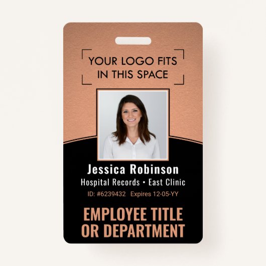 Badge ID photo de l'employé Code à barres Logo Courbe no (Devant)