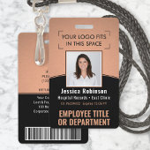 Badge ID photo de l'employé Code à barres Logo Courbe no