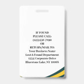 Badge ID photo de l'employé Code-barres Accès vert moder (Arrière)