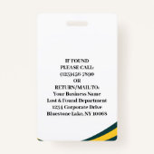 Badge ID photo de l'employé Code-barres Accès vert moder (Dos)