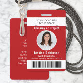 Badge ID photo de l'employé Code-barres Logo Accès Rouge