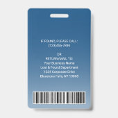 Badge ID photo de l'employé Code-barres Logo Courbe bleu (Back)