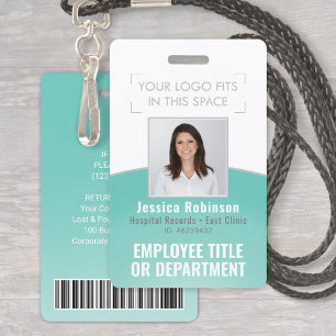 Badge ID photo de l'employé Code-barres Logo Courbe bleu
