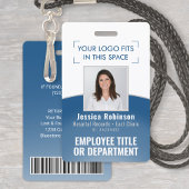 Badge ID photo de l'employé Code-barres Logo Courbe bleu