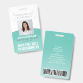 Badge ID photo de l'employé Code-barres Logo Courbe bleu (Avant & arrière)