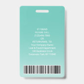 Badge ID photo de l'employé Code-barres Logo Courbe bleu (Arrière)