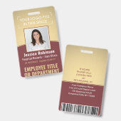 Badge ID photo de l'employé Code-barres Logo Courbe d'or (Front & Back)