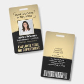 Badge ID photo de l'employé Code-barres Logo Courbe noir (Front & Back)