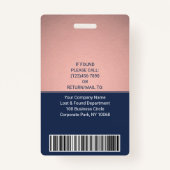 Badge ID photo de l'employé Code-barres Logo Marine et C (Dos)