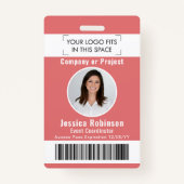 Badge ID photo de l'employé Code-barres Logo Passe d'acc (Devant)