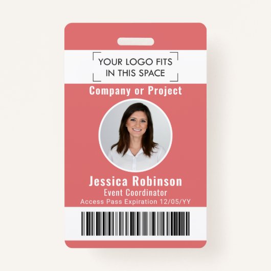 Badge ID photo de l'employé Code-barres Logo Passe d'acc (Devant)